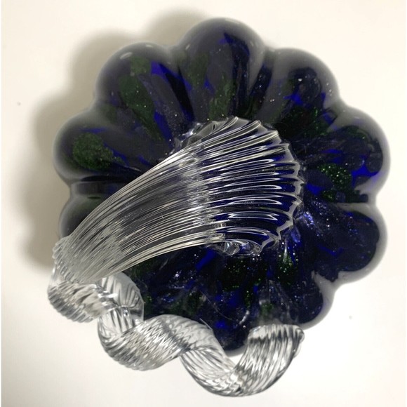 Blown Glass Pumpkin By Ken & Ingrid Hanson Purple/Jewel Tones Clear Stem - Picture 2 of 4